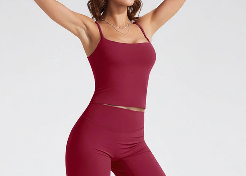 WAREBALL SoftMotion Strappy Mid Vest Women Gym Tank Top Naked-feel Workout Fitness Pilates Running Camisole