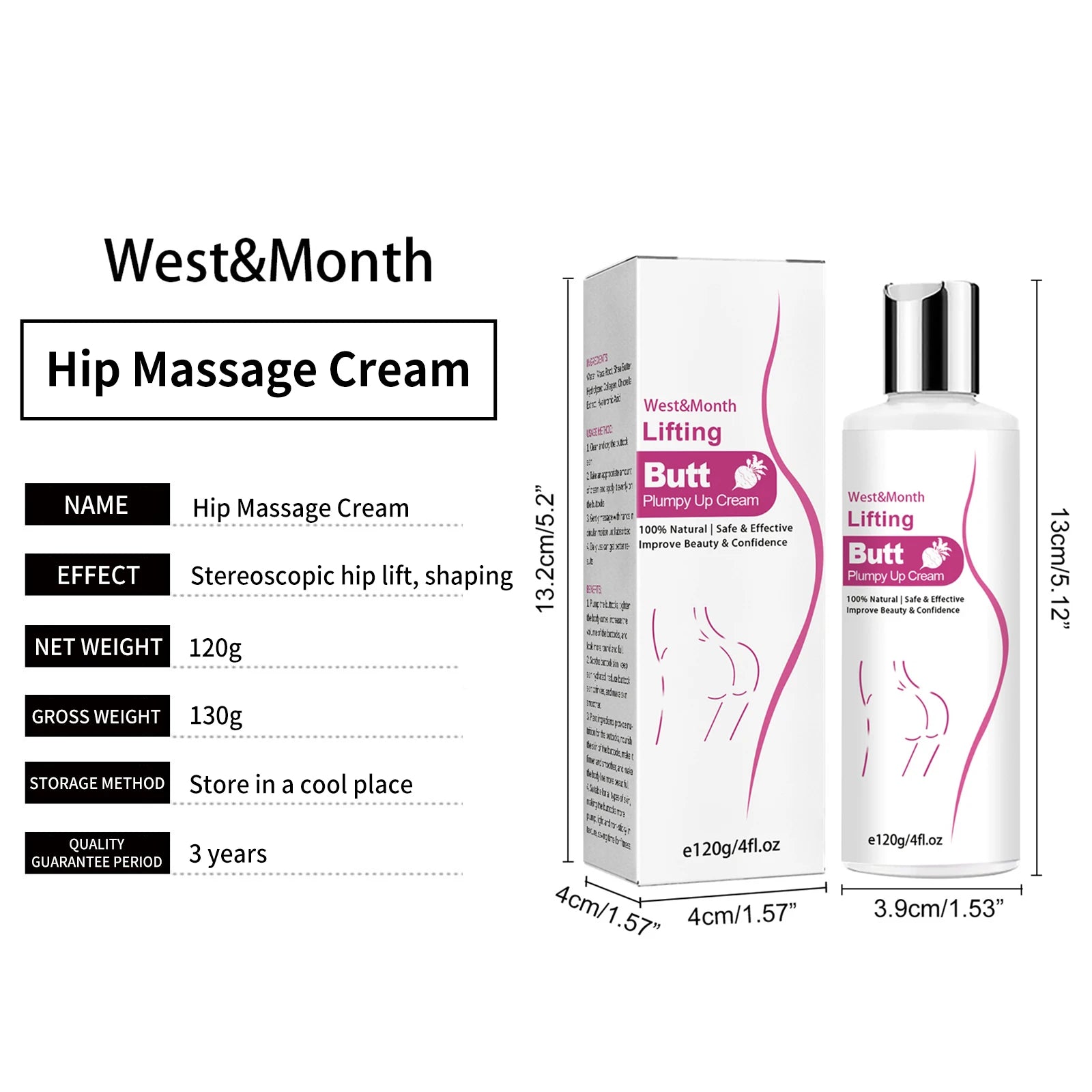 Butt Enhancement Cream Lifting Firming Buttock Elasticity Sculpt Plump Prevent Sagging Hip Lift Tightening Up Massage Cream 120g