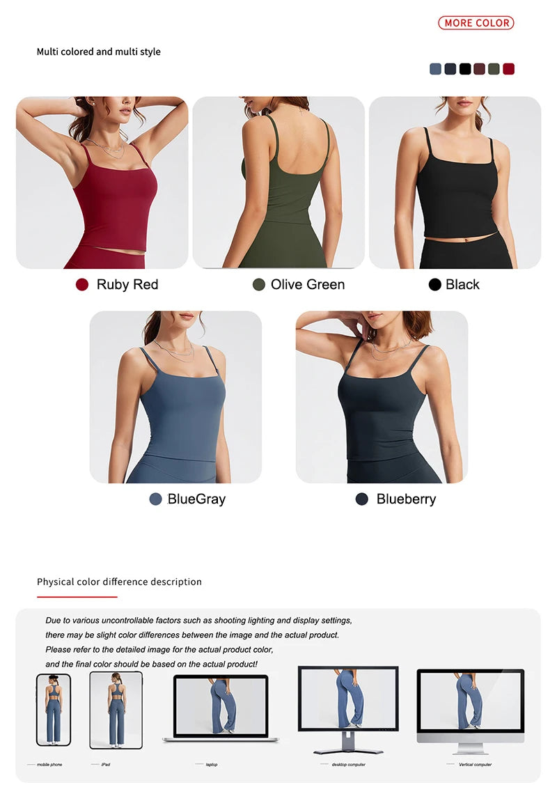 WAREBALL SoftMotion Strappy Mid Vest Women Gym Tank Top Naked-feel Workout Fitness Pilates Running Camisole