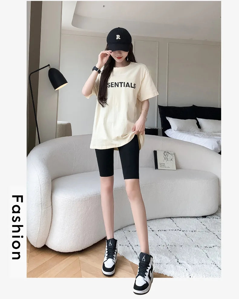 BIVIGAOS Side Pocket Biker Sharkskin Shorts Leggings Women Summer High Waist Thin Slim Skinny Yoga Running Sport Cycling Shorts