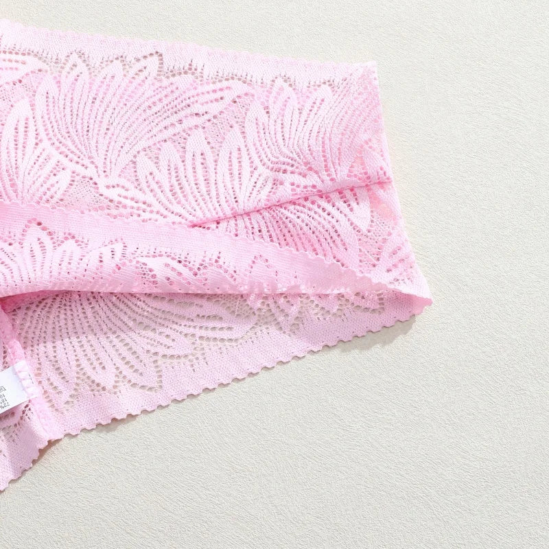 6pcs Women's Sexy Lace Breathable Panties Seamless High Waist Transparent G-String Solid Color Hollow Breathable Underwear S-XXL