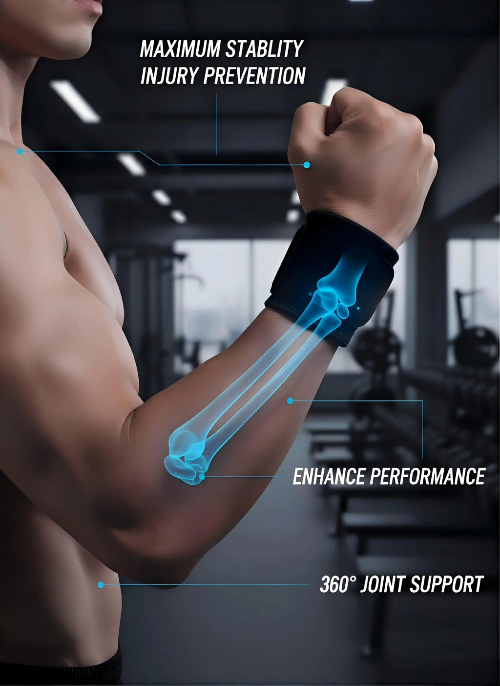 1PC Lightweight Adjustable Wrist Support Brace for Weightlifting Squat Kettlebell Outdoor Cycling - Protective Fitness Wristband