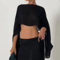Women Mesh Sheer Poncho Crop Tops Y2k Lightweight Pullover Cape Cover Ups Chiffon Dressy Wrap Bolero Shrug Sun Protection