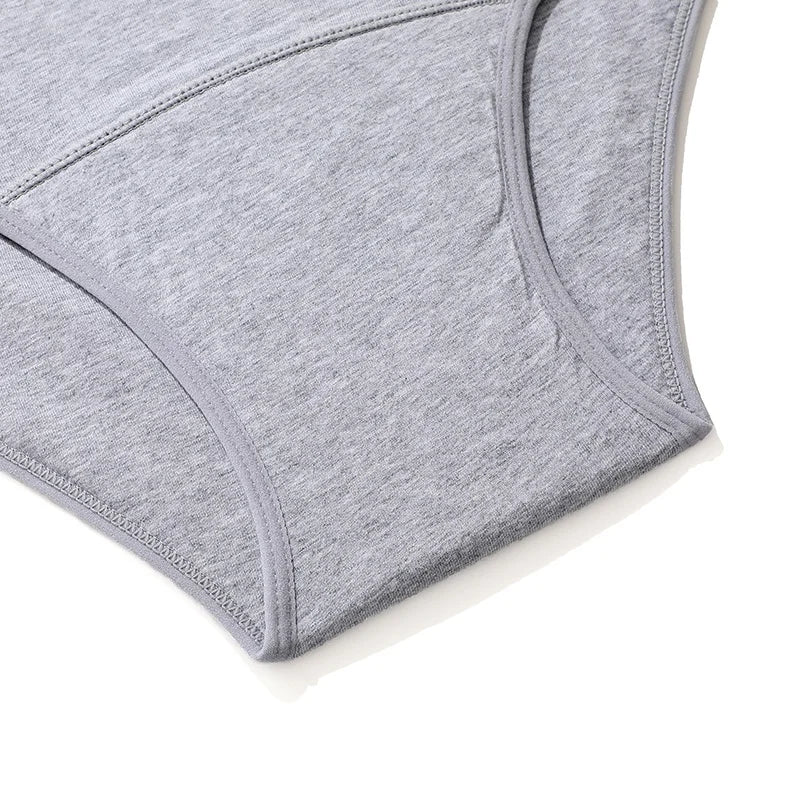 3Pcs/Set Cotton High Waist Physiological Panties For Women Solid Color Leakproof Breathable Underwear Menstrual Period Lingerie