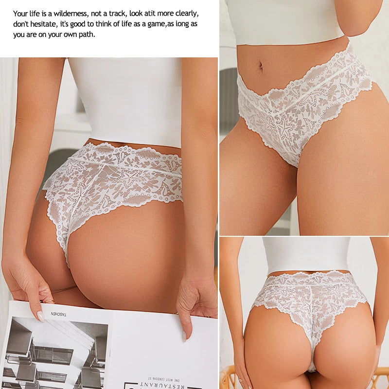 6pcs/SET Women Sexy Lace Splicing Panties High Waist Plus Size Seamless Briefs Hollow Comfortable And Breathable Lingerie S-XXL