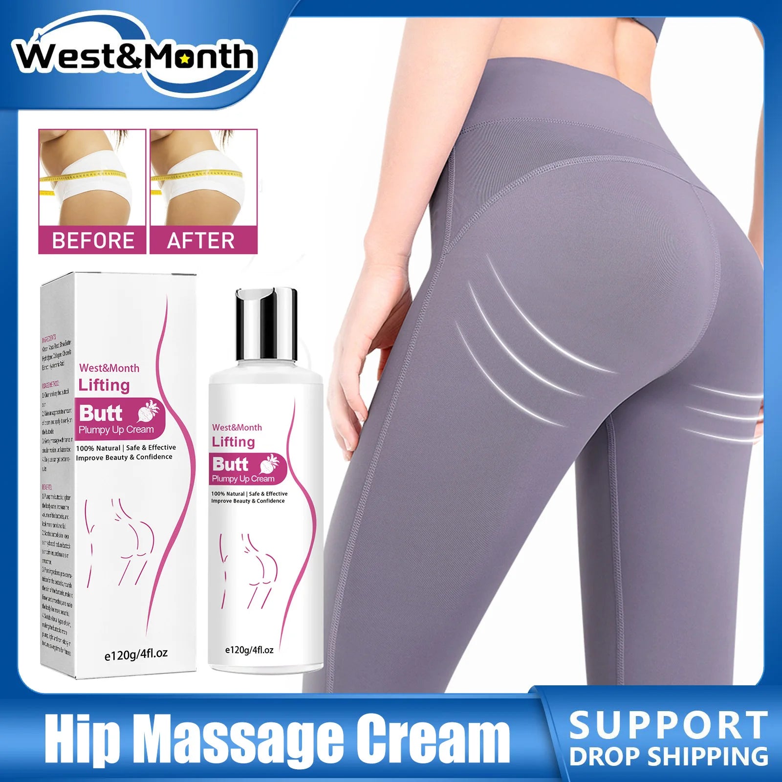 Butt Enhancement Cream Lifting Firming Buttock Elasticity Sculpt Plump Prevent Sagging Hip Lift Tightening Up Massage Cream 120g
