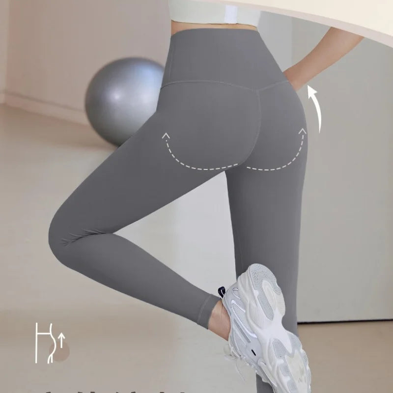 Woman Skinny Sexy Open Crotch Leggings Couple Outdoor Sport Crotchless Panties Booty Lifting Pants with Hidden Zipper Trousers