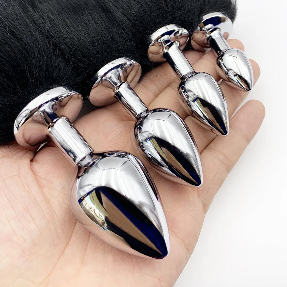 4 Sises Fox Tail Anal Plug Role-playing Prostate Massager Anus Training Dog Tail Butt Plug Dildo Adult Toys for Couple Women Men