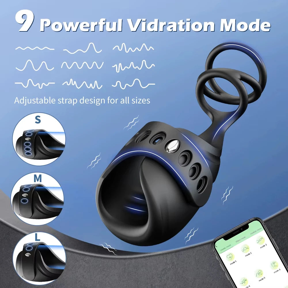 Male Penis Trainer Cock Ring Vibrator Masturbators Stroker Toys with Penis Rings for 18+ Men Erection APP Control Glans Massage