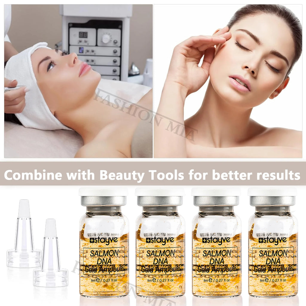 Korea Stayve 8ml Face Natural Salmon DNA Gold Ampoule Booster Serum Kit Whitening Moisturizing Rejuvenation SkinCare