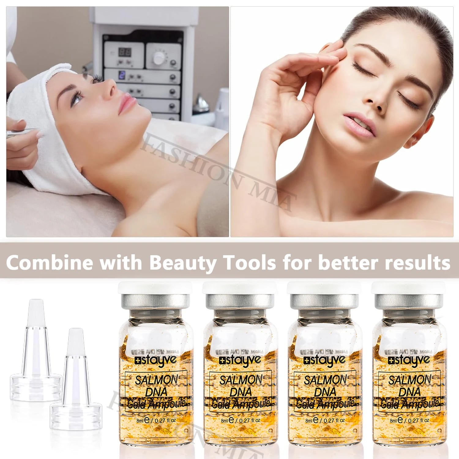 Korea Stayve 8ml Face Natural Salmon DNA Gold Ampoule Booster Serum Kit Whitening Moisturizing Rejuvenation SkinCare