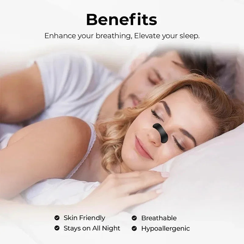 100pcs Better Breathing Nose Breathing Strips For Better Sleep Anti Snoring Breathe Well Nasal Strips Black Oval Nose Patches