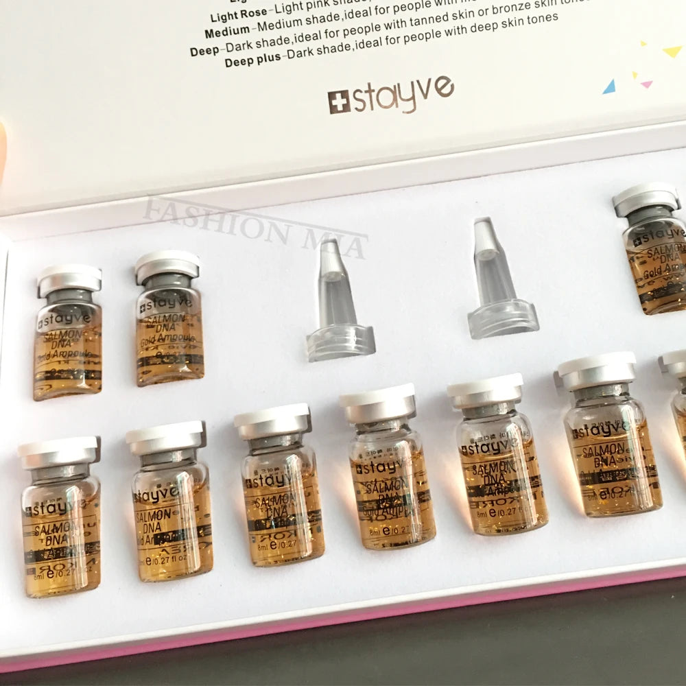 Korea Stayve 8ml Face Natural Salmon DNA Gold Ampoule Booster Serum Kit Whitening Moisturizing Rejuvenation SkinCare
