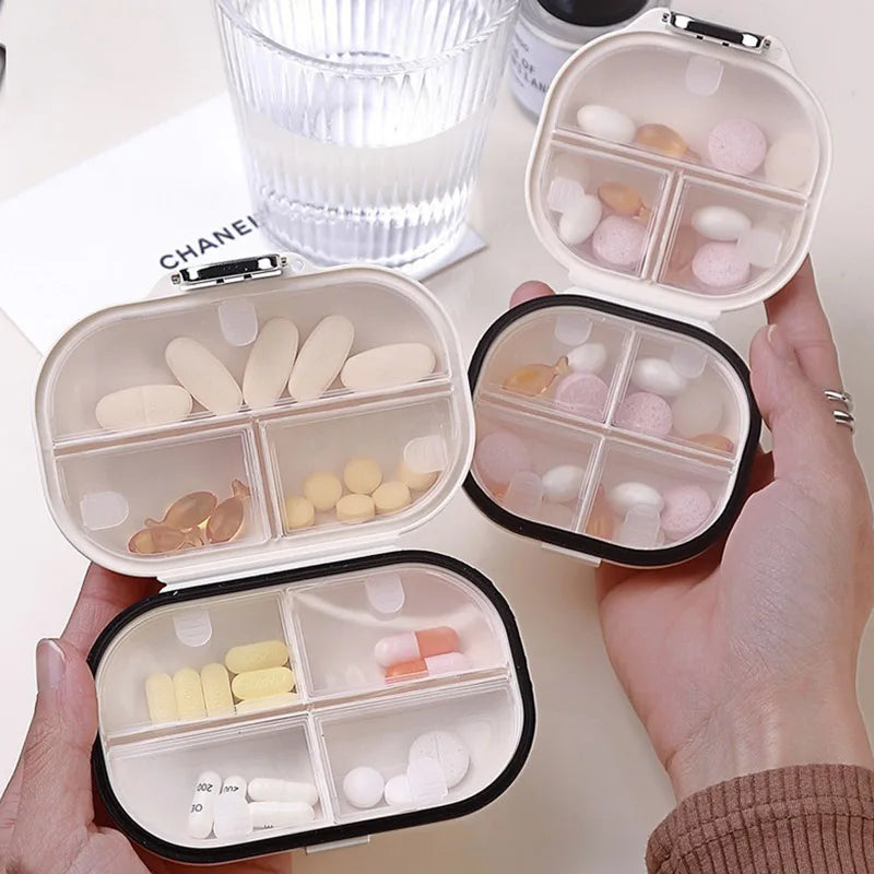 1 PCS Portable Mini waterproof 7-day pill storage box Pill  medicine organizer Sealed Storage Box Sealed Moisture-proof Design