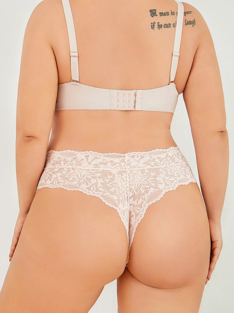 6pcs/SET Women Sexy Lace Splicing Panties High Waist Plus Size Seamless Briefs Hollow Comfortable And Breathable Lingerie S-XXL