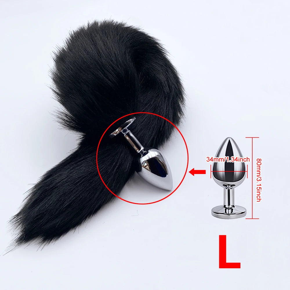 4 Sises Fox Tail Anal Plug Role-playing Prostate Massager Anus Training Dog Tail Butt Plug Dildo Adult Toys for Couple Women Men