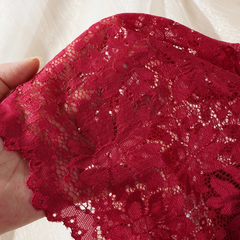 ALLTOOALL Women Sexy Lace Bras Suit Hollow Out Flower Lace Underwear Sets Beautiful Back Tops Panties 2PCS Intimate Set