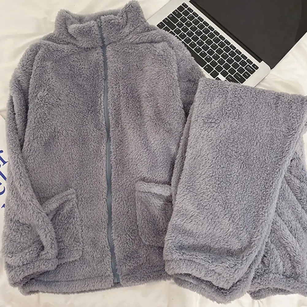 Women Pajama Set Thickened Coral Fleece Pijama Night Suits Warm Plush Pajama Loung Sleepwear Autumn Winter Soft Warm Sleepwear