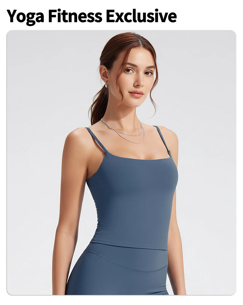 WAREBALL SoftMotion Strappy Mid Vest Women Gym Tank Top Naked-feel Workout Fitness Pilates Running Camisole