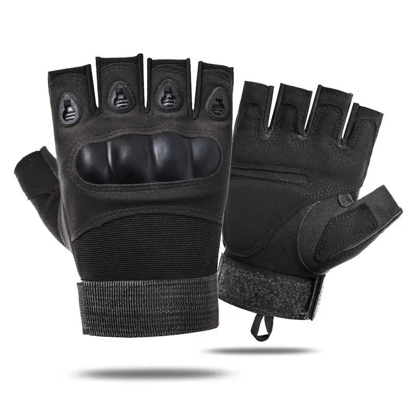 Tactical Hard Knuckle Half finger Gloves Men's Combat Hunting Shooting Paintball Duty - Fingerless