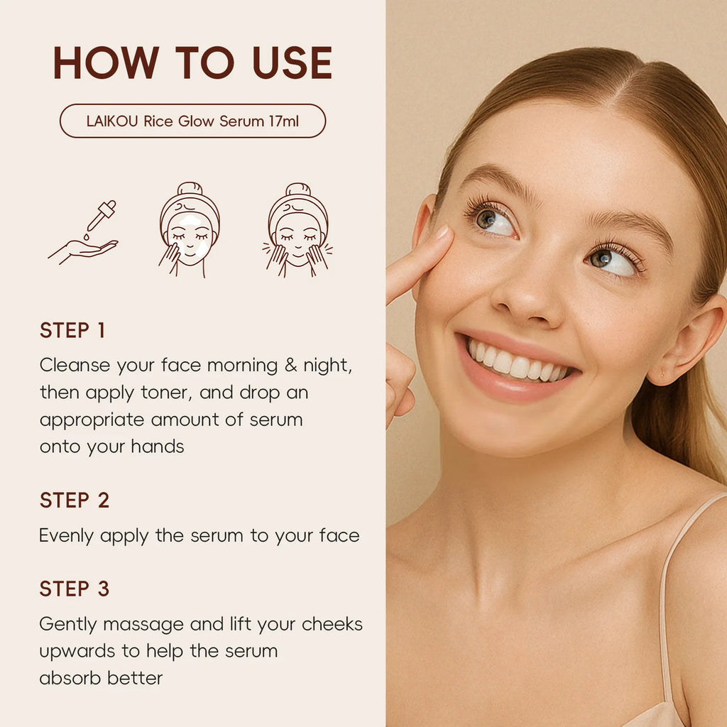 Rice Glow Facial Essence 17ml Hydrating Moisturizer Nourishes Brightens Skin Tone Natural Extract Serum Sensitive Skin