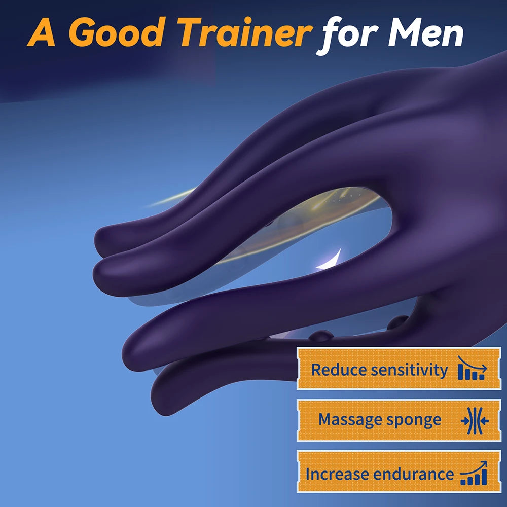 Glans Trainer for Men Powerful Vibrating Penis G Spot Masturbator Soft Fingertip Prolong Endurance Massage Vibrator Erotic Toys