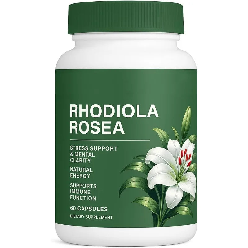 500mg Rhodiola Rosea Capsules Natural Herbaceous Plants Supplement for Daily Stress Support & Energy Balance 60pieces Per Bottle