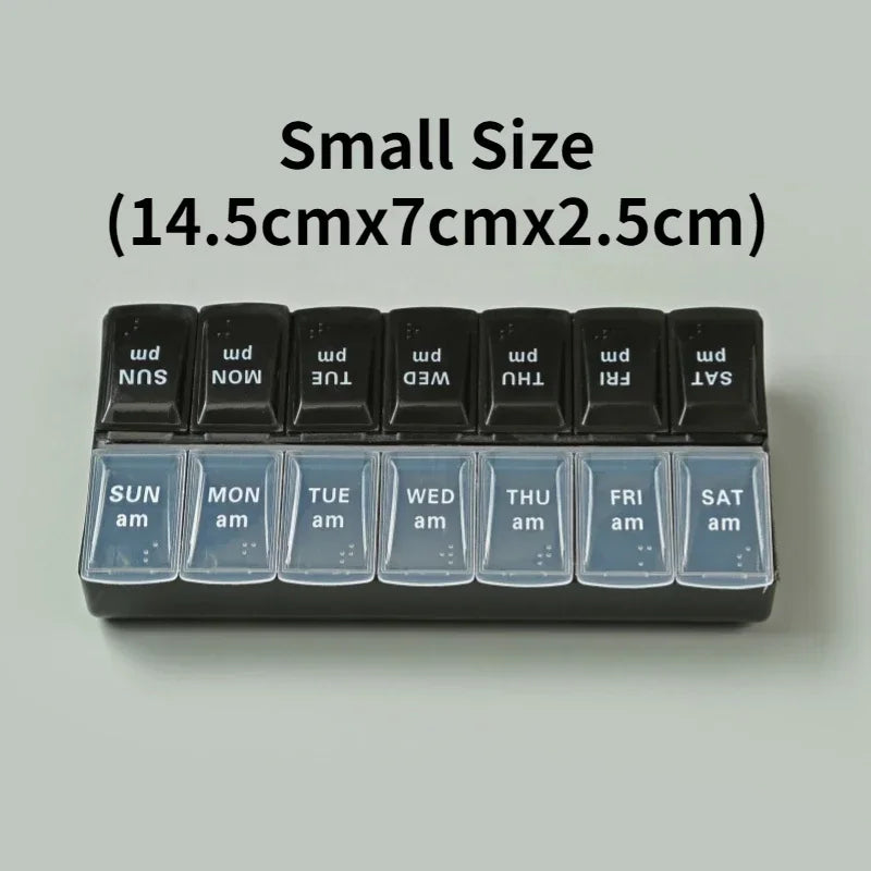 Weekly Pill Box Organizer Cases Portable Pillbox 7 Days 14 Grids Pills Container Storage Tablets Vitamins Medicine Fish Oils