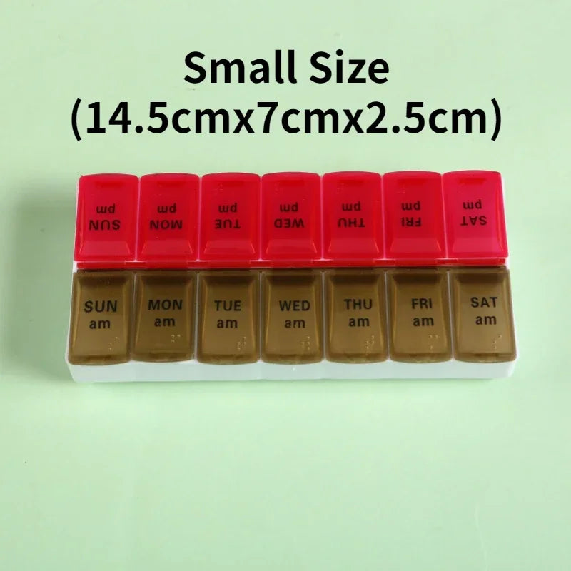 Weekly Pill Box Organizer Cases Portable Pillbox 7 Days 14 Grids Pills Container Storage Tablets Vitamins Medicine Fish Oils
