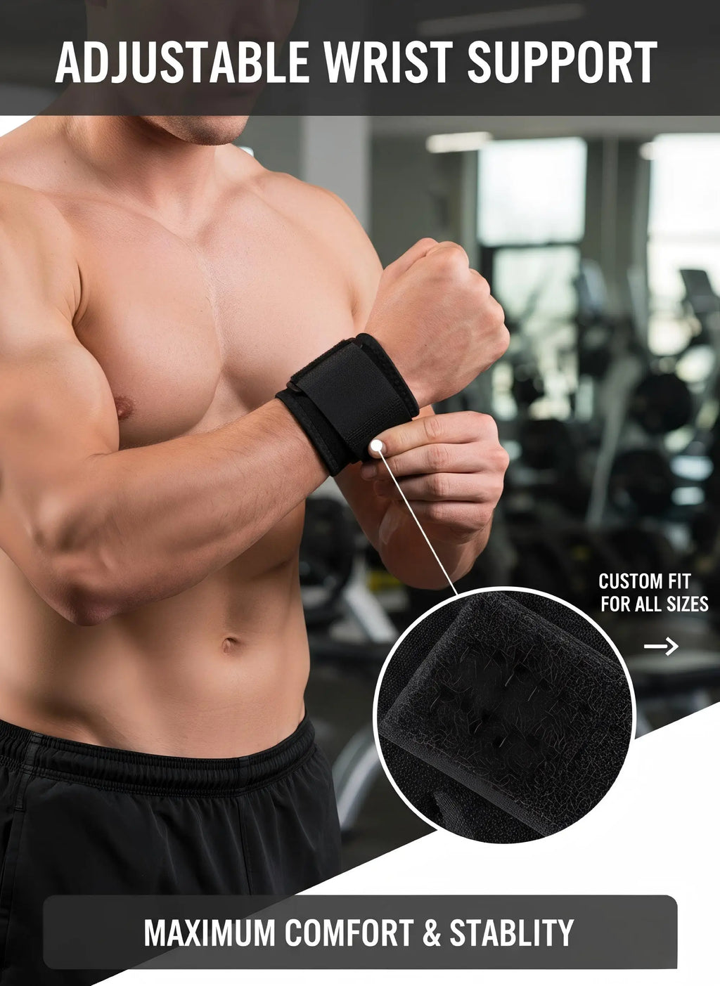 1PC Lightweight Adjustable Wrist Support Brace for Weightlifting Squat Kettlebell Outdoor Cycling - Protective Fitness Wristband