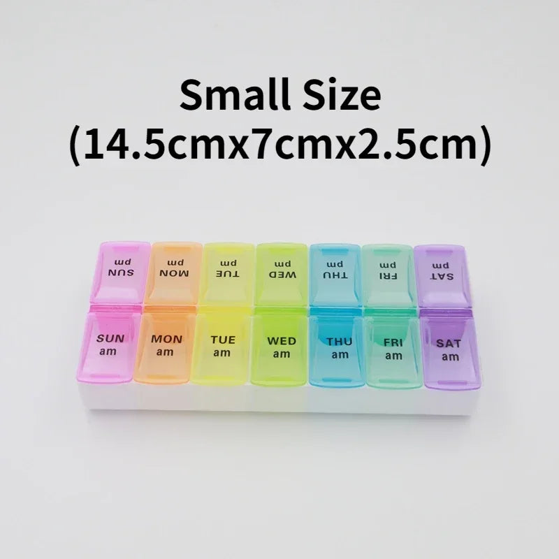 Weekly Pill Box Organizer Cases Portable Pillbox 7 Days 14 Grids Pills Container Storage Tablets Vitamins Medicine Fish Oils