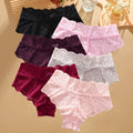 6pcs/SET Women Sexy Lace Splicing Panties High Waist Plus Size Seamless Briefs Hollow Comfortable And Breathable Lingerie S-XXL