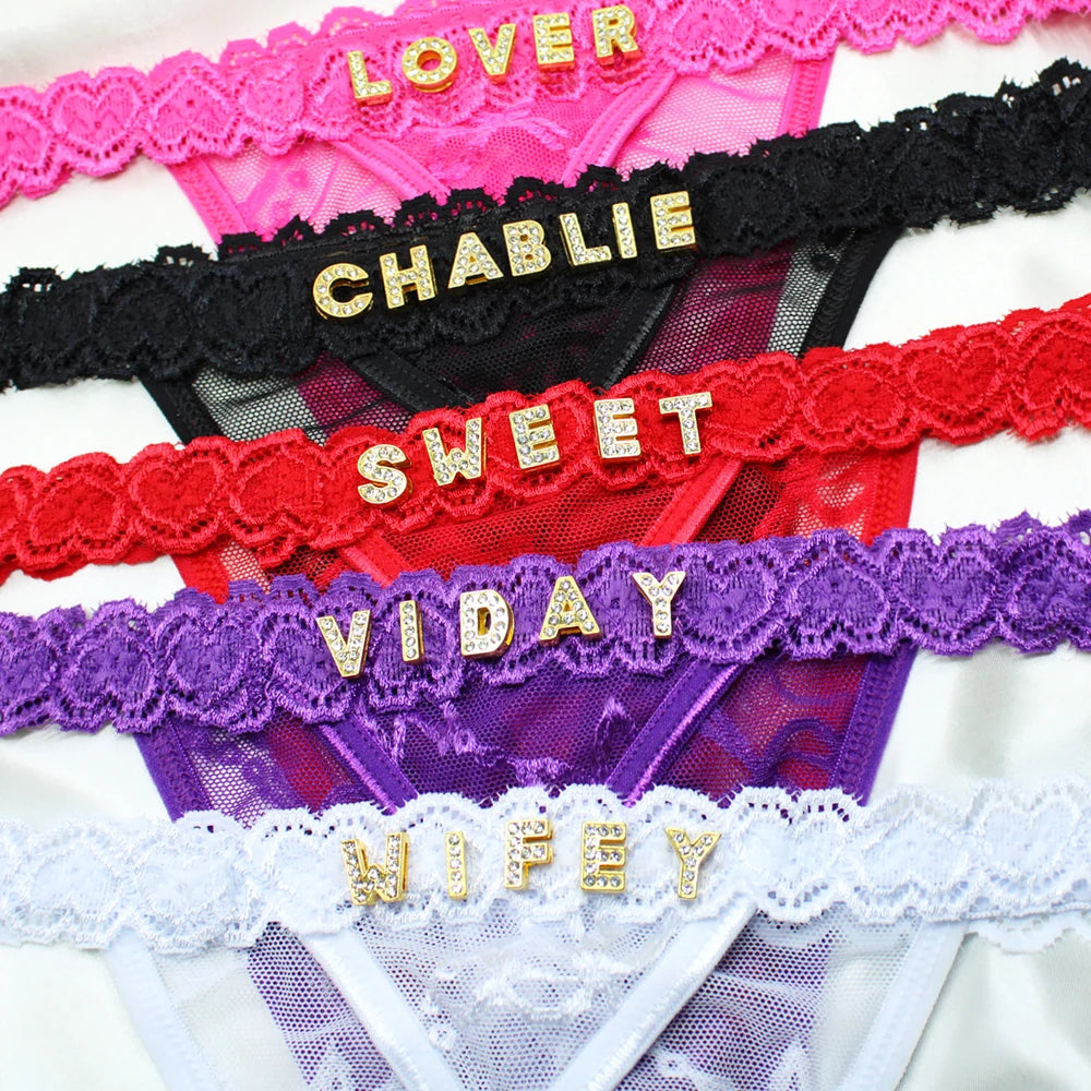 Custom Name Thong G-String Bikini Underwear Very Sexy Personalized Lingerie for Women Hot Wife Customized Letters Sexy Panties