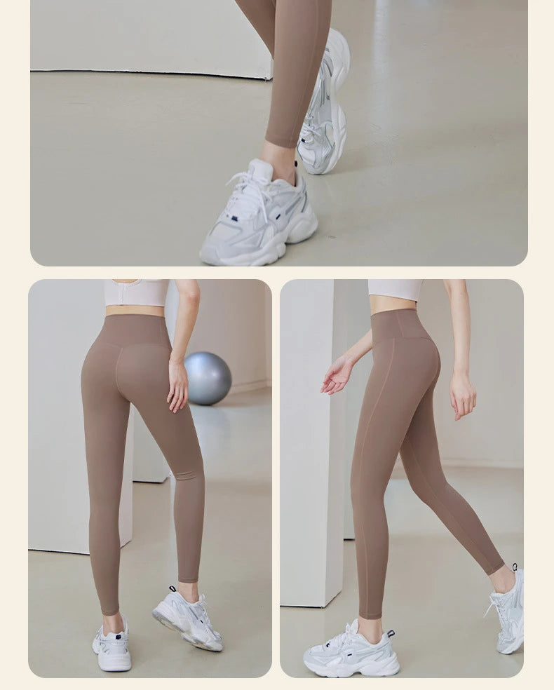 Woman Skinny Sexy Open Crotch Leggings Couple Outdoor Sport Crotchless Panties Booty Lifting Pants with Hidden Zipper Trousers