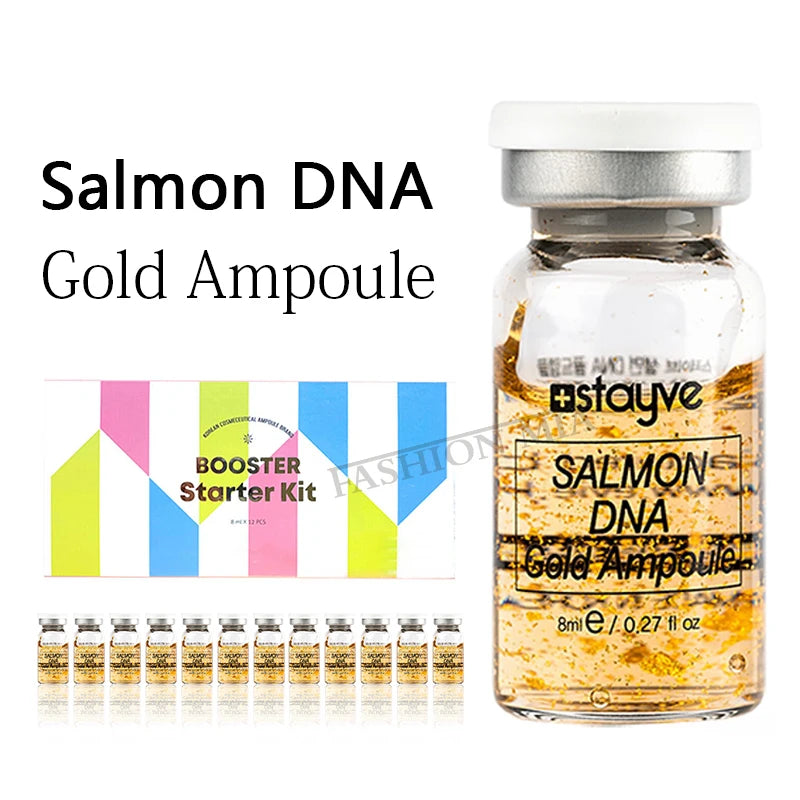 Korea Stayve 8ml Face Natural Salmon DNA Gold Ampoule Booster Serum Kit Whitening Moisturizing Rejuvenation SkinCare