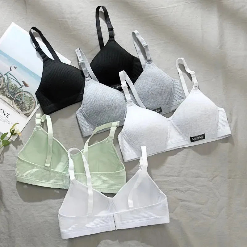 Cotton Women's AB Cup Bra Underwear Wireless Gathering Comfortable V-Bra Women's Upward Push Underwear
