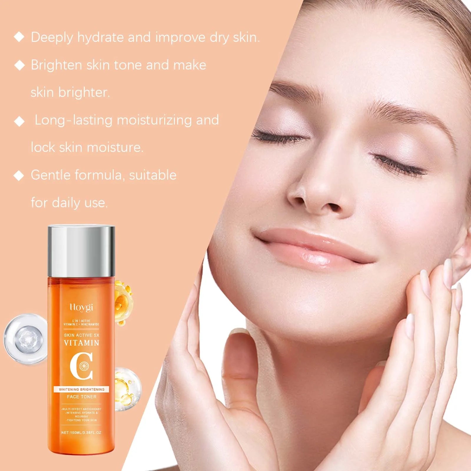 Rose Toner Spray Repair Damaged Skin Shrink Pore Improve Dryness Oil Control Lighten Melasma Pigmentation Vitamin C Face Essence