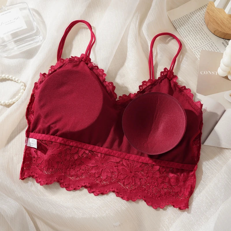 ALLTOOALL Women Sexy Lace Bras Suit Hollow Out Flower Lace Underwear Sets Beautiful Back Tops Panties 2PCS Intimate Set