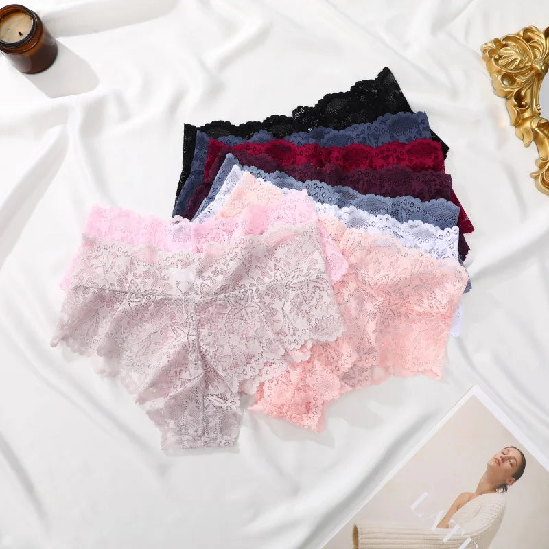6pcs/SET Women Sexy Lace Splicing Panties High Waist Plus Size Seamless Briefs Hollow Comfortable And Breathable Lingerie S-XXL