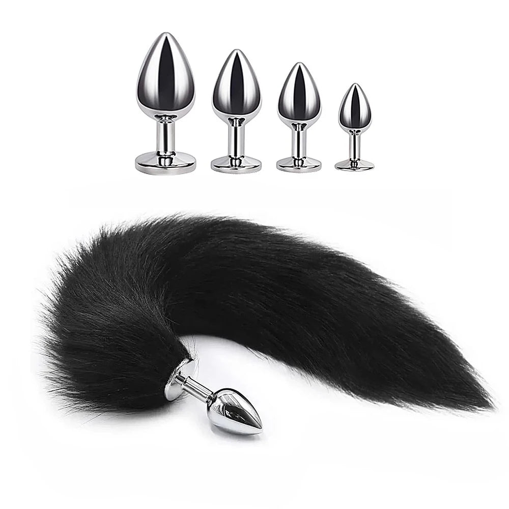 4 Sises Fox Tail Anal Plug Role-playing Prostate Massager Anus Training Dog Tail Butt Plug Dildo Adult Toys for Couple Women Men