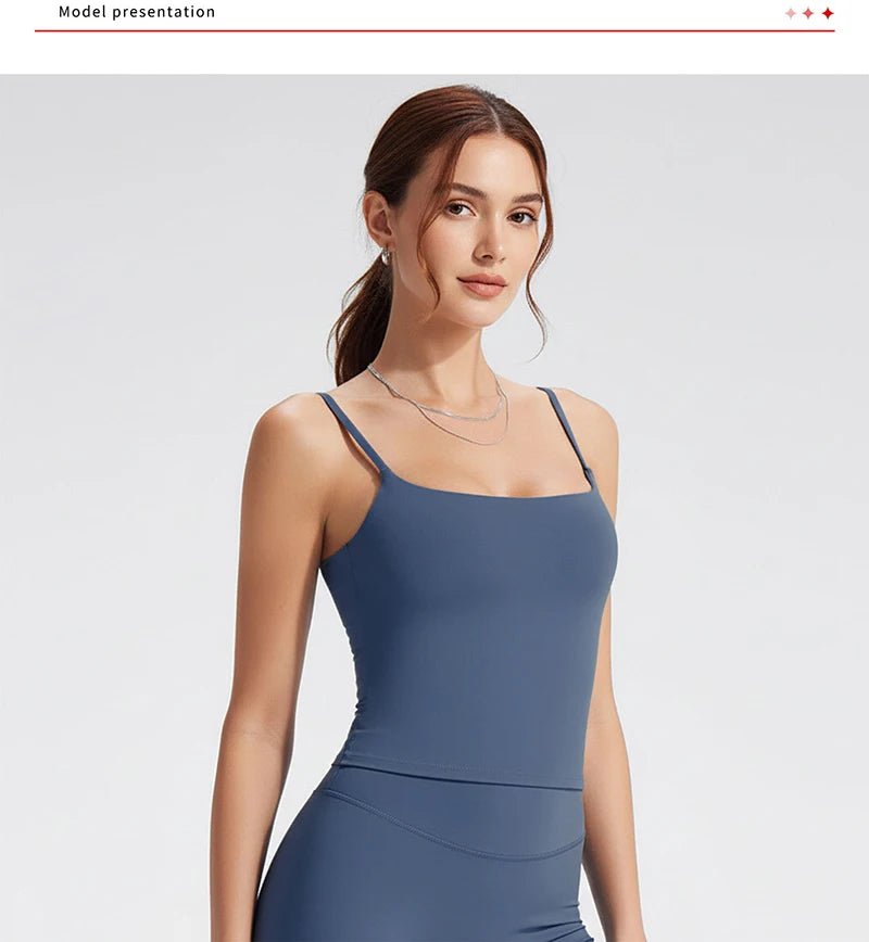 WAREBALL SoftMotion Strappy Mid Vest Women Gym Tank Top Naked-feel Workout Fitness Pilates Running Camisole