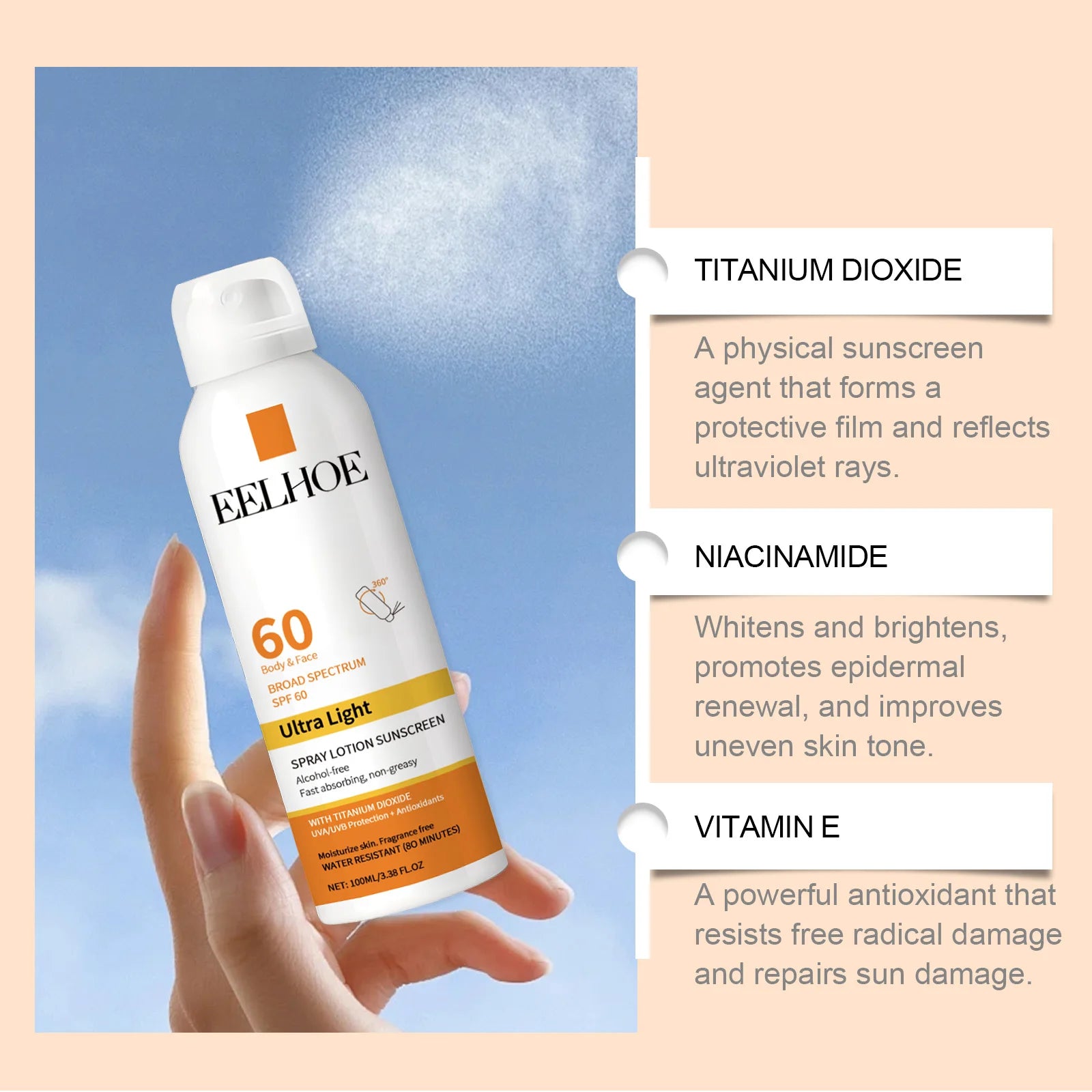 Sunscreen Spray Spf50 Waterproof Facial Body Long Lasting Sun Block Isolation Mist UV Protector Brightning Moisturizer Skin Care