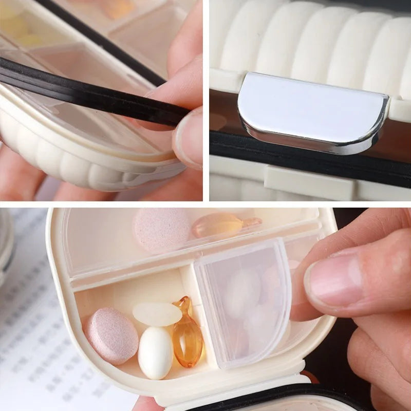 1 PCS Portable Mini waterproof 7-day pill storage box Pill  medicine organizer Sealed Storage Box Sealed Moisture-proof Design