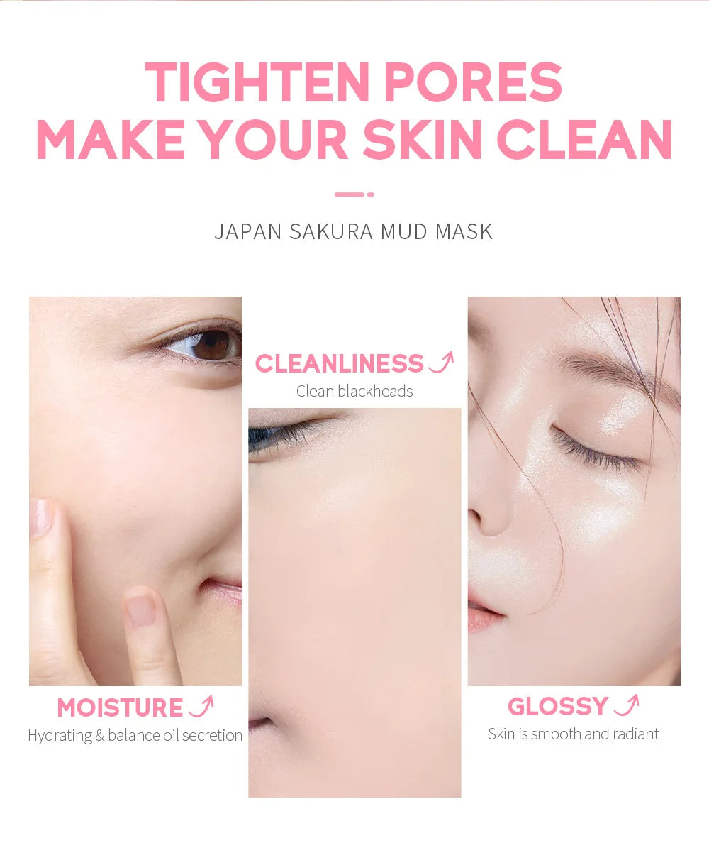 LAIKOU Japan Sakura Clay Mask Deep Cleansing Skin Mud Korean Face Mask Oil Control Shrink Pores Skin Care 80g