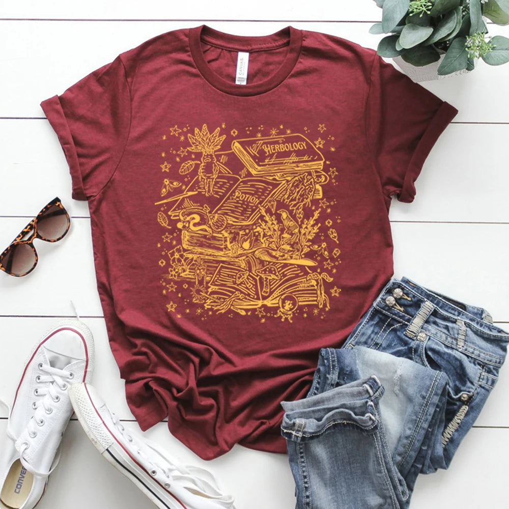 Vintage Herbology Witchcraft Shirt Herbology Plants T-Shirt Magcal Wizard Botanical Plant Lover Tees Fantasy Book Fandom Merch