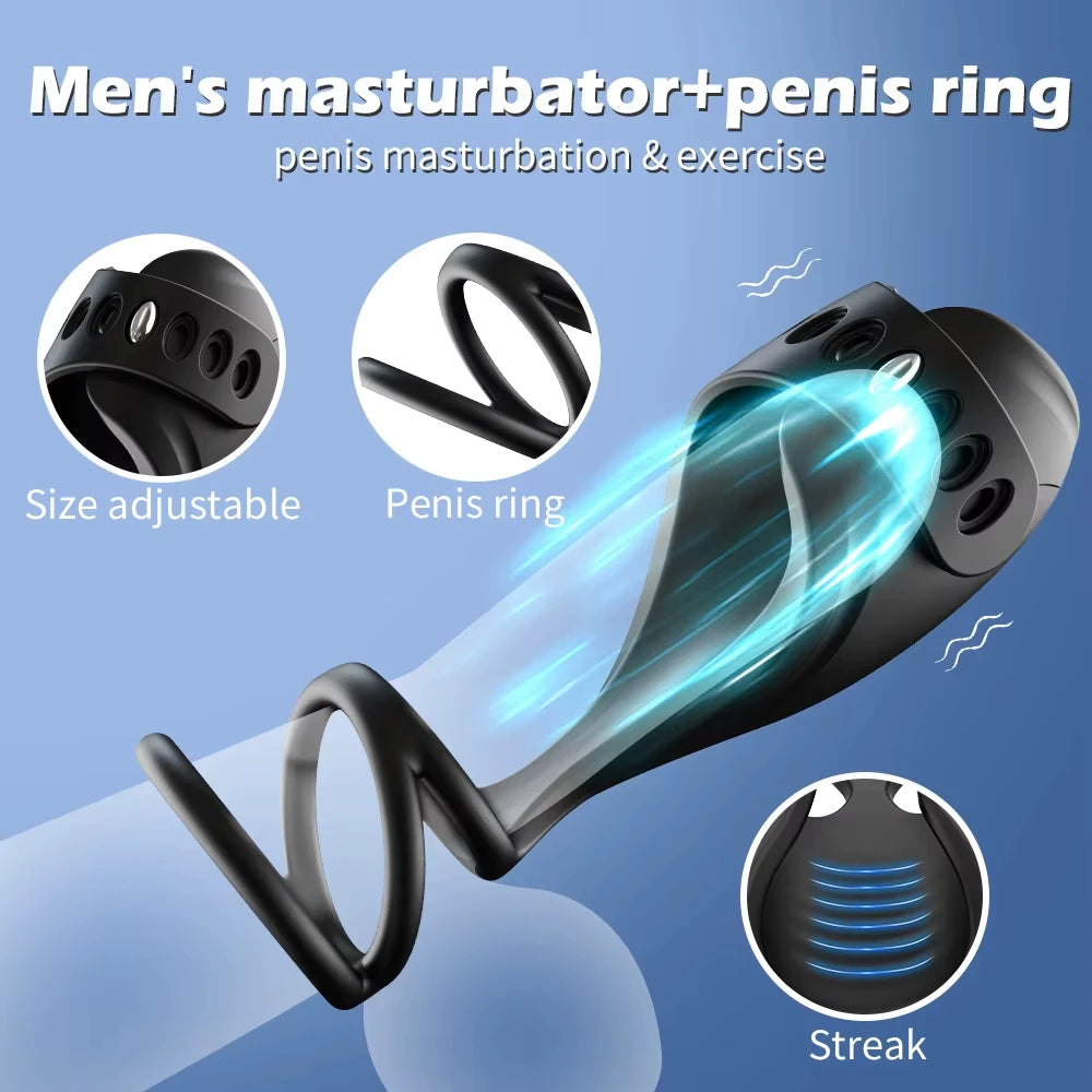 Male Penis Trainer Cock Ring Vibrator Masturbators Stroker Toys with Penis Rings for 18+ Men Erection APP Control Glans Massage