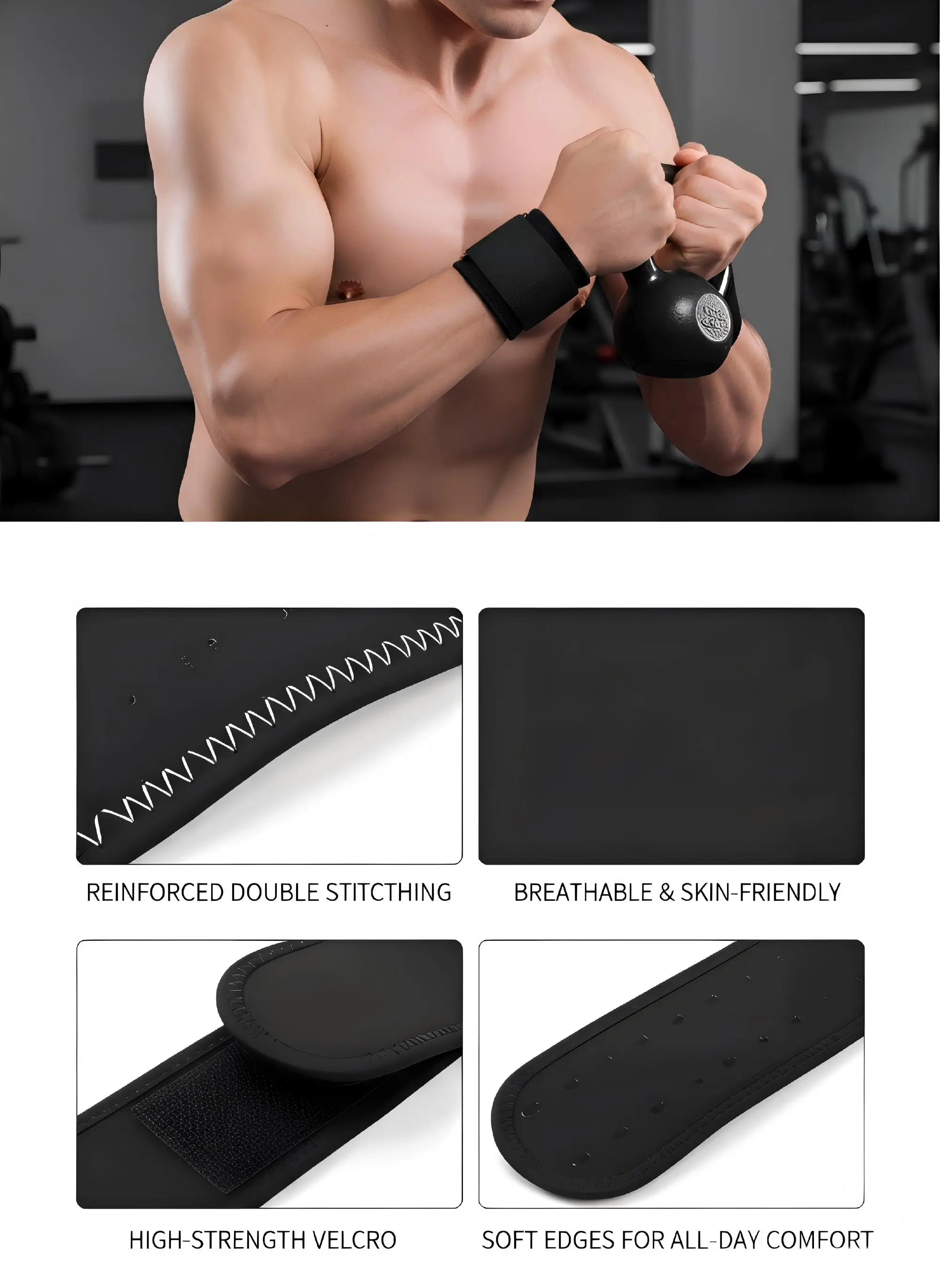 1PC Lightweight Adjustable Wrist Support Brace for Weightlifting Squat Kettlebell Outdoor Cycling - Protective Fitness Wristband