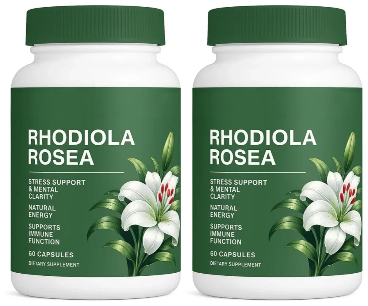 500mg Rhodiola Rosea Capsules Natural Herbaceous Plants Supplement for Daily Stress Support & Energy Balance 60pieces Per Bottle