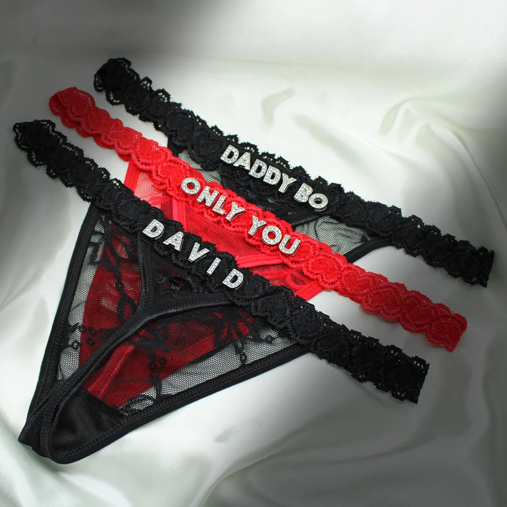 Custom Name Thong G-String Bikini Underwear Very Sexy Personalized Lingerie for Women Hot Wife Customized Letters Sexy Panties