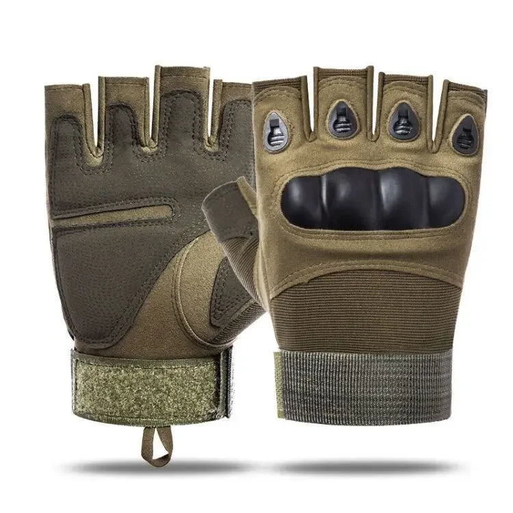 Tactical Hard Knuckle Half finger Gloves Men's Combat Hunting Shooting Paintball Duty - Fingerless
